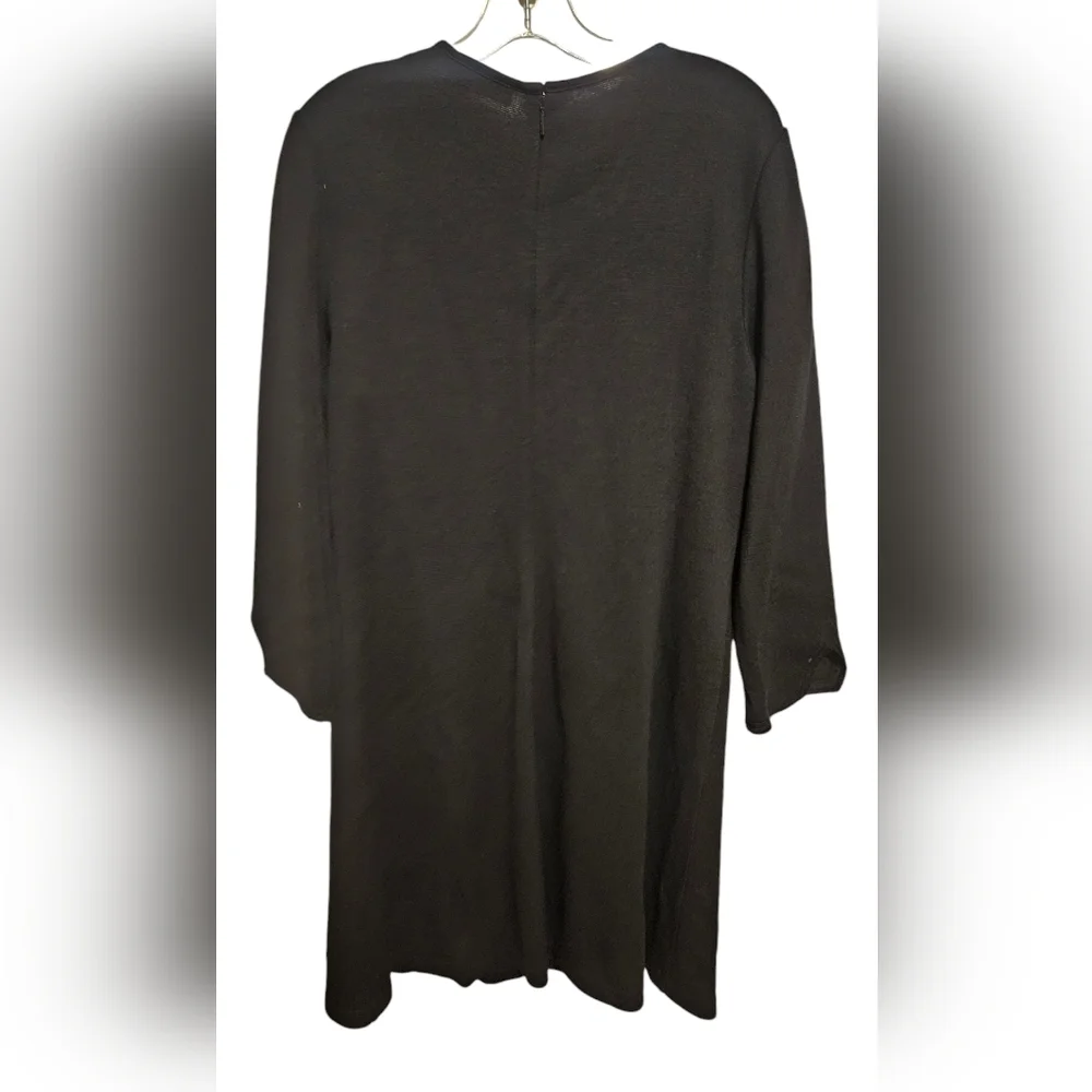 Tory Burch Women's Black Wool Blend 3/4 Sleeve Shift Dress Size XL